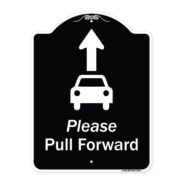 Designer Series-Please Pull Forward With Graphic And Ahead Arrow, 24" x 18", BW-1824-9934
